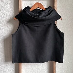 Zoran Cowl Neck Opal Black Pebbled Sleeveless Top sz: OS NWT